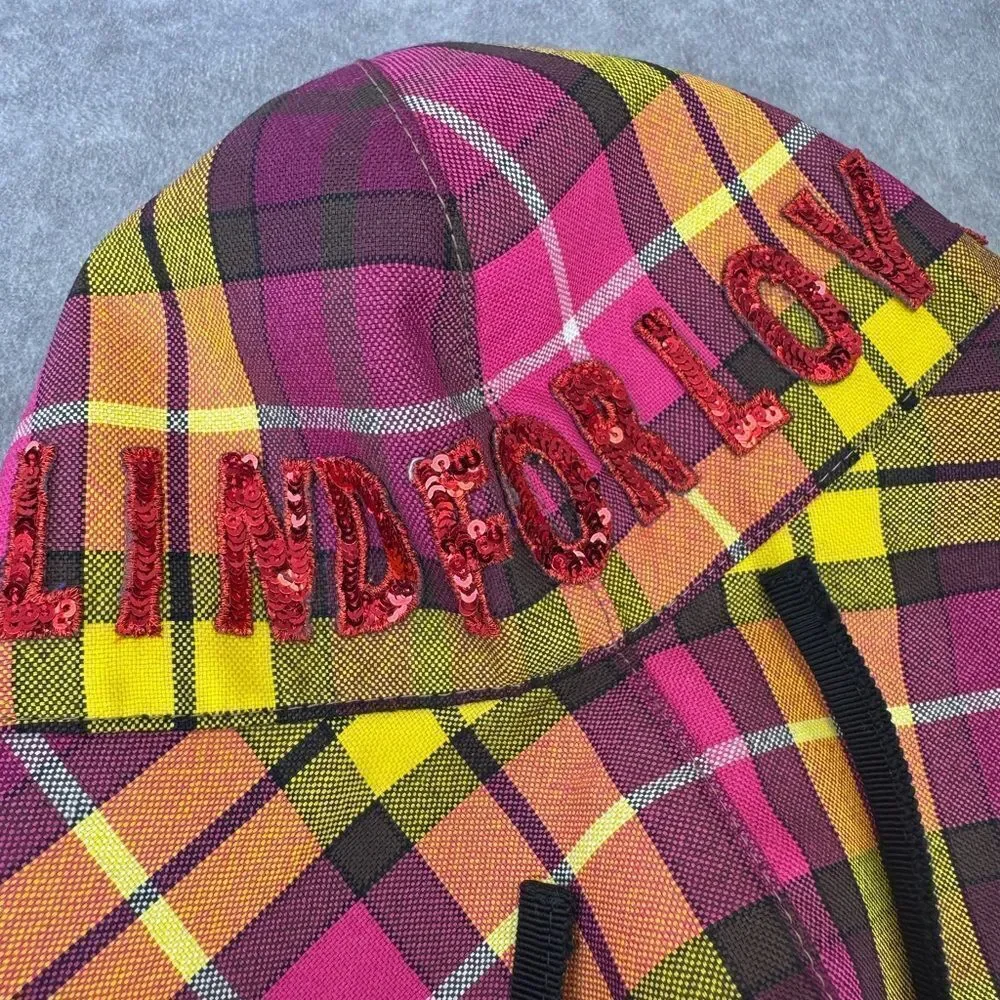 Gucci Kids Blind for Love Plaid Wide Brim Hat Sequin Floral Small NEW